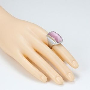 Stainless Steel Silver Women Pink Stone Ring